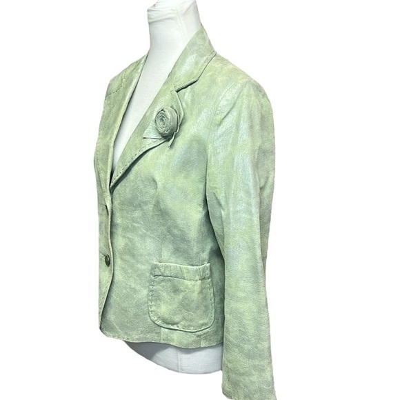 Co & Eddy Women's Light Green Suede Blazer - Picture 3 of 6